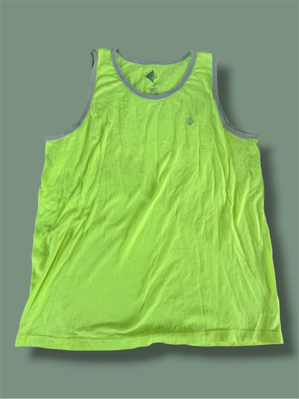 Volcom Neon Lime & Gray Trim Tank (Large)